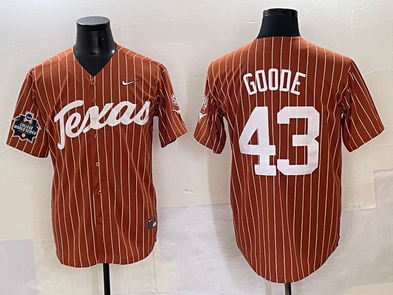 Men 2025 Texas Longhorns #43 Goode Brown stripe Joint Name Nike NCAA Jersey style 15
